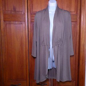 Kiyonna Plus Size 2 women 18-20 Bellini Soft Jersey Knit Longline Cardigan Taupe